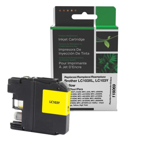 Clover Technologies Group, LLC Remanufactured High Yield Yellow Ink Cartridge (Alternative for Brother LC103Y) (600 Yield)