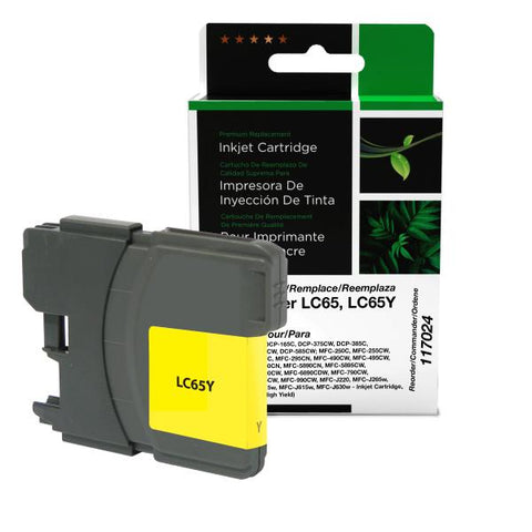 Clover Technologies Group, LLC Remanufactured High Yield Yellow Ink Cartridge (Alternative for Brother LC61Y LC65Y) (750 Yield)