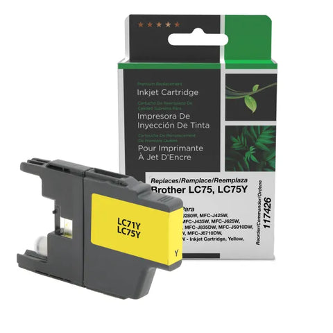 Clover Technologies Group, LLC Remanufactured High Yield Yellow Ink Cartridge (Alternative for Brother LC71Y LC75Y) (600 Yield)