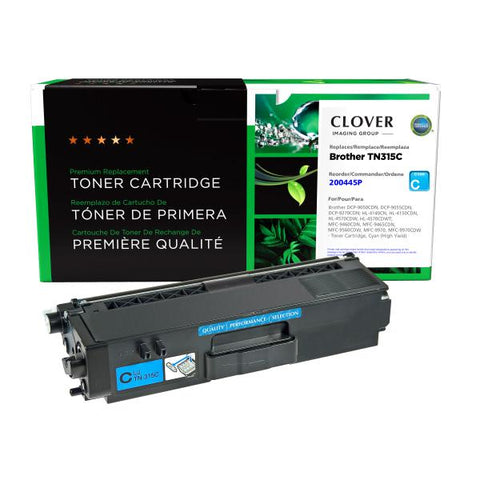 Clover Technologies Group, LLC Remanufactured High Yield Cyan Toner Cartridge (Alternative for Brother TN315C) (3500 Yield)