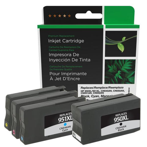 Clover Technologies Group, LLC High Yield Black, Cyan, Magenta, Yellow Ink Cartridges for HP 950XL/HP 951XL 4-Pack