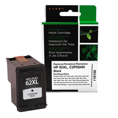 Clover Technologies Group, LLC Remanufactured High Yield Black Inkjet Cartridge (Alternative for HP C2P05AN 62XL) (600 Yield)