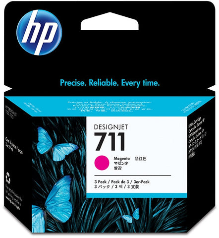 HP 711 (CZ135A) 3-Pack Magenta Original Ink Cartridges (3 x 29 ml)