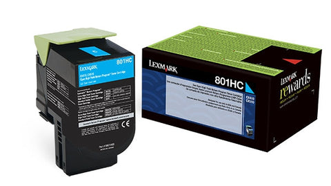 Lexmark (801HC) High Yield Cyan Return Program Toner Cartridge (3000 Yield)