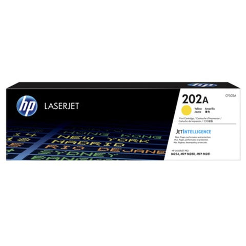 HP 202A (CF502A) Yellow Original LaserJet Toner Cartridge (1300 Yield)