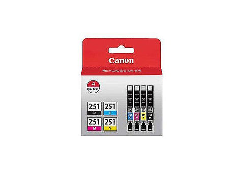 Canon, Inc (CLI-251 B/C/M/Y) Black/Cyan/Magenta/Yellow Ink Combo Pack (Includes 1 Each of OEM# 6513B001 6514B001 6515B001 6516B001)