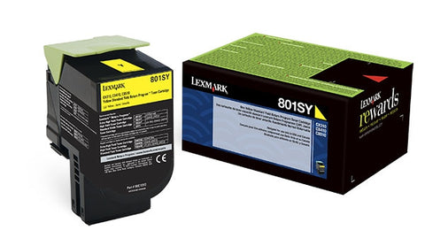 Lexmark International, Inc (801SY) CX310 CX410 CX510 Yellow Return Program Toner Cartridge (2000 Yield)