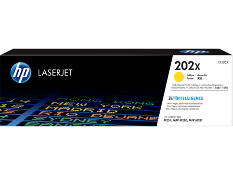 HP 202X (CF502X) Color LaserJet Pro M254 MFP M281 High Yield Yellow Original LaserJet Toner Cartridge (2500 Yield)