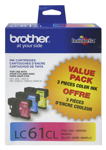 Brother C/M/Y Ink Cartridge Combo Pack (Includes 1 Each of OEM# LC61C LC61M LC61Y) (3 x 325 Yield)