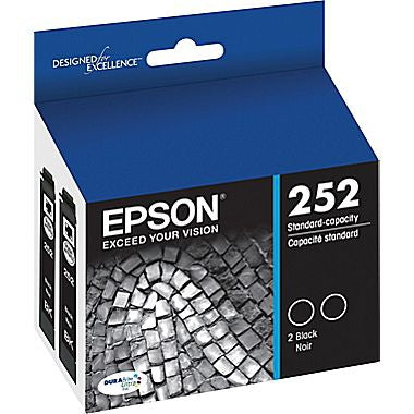Epson (252) WorkForce WF-3620 3640 7110 7610 7620 DURABrite Ultra Black Ink Cartridge Dual Pack (2 x 350 Yield)